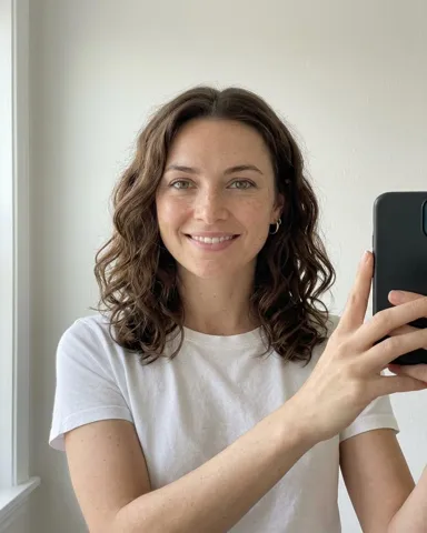 Example selfie used as the reference photo (AI-generated person)